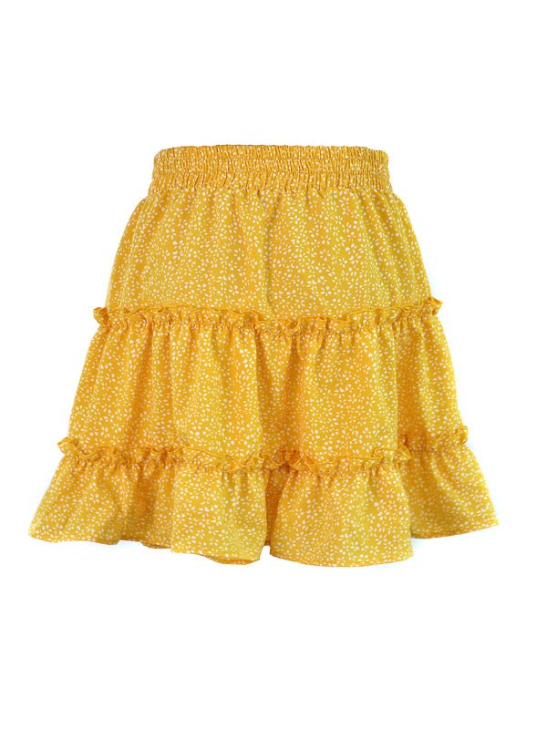 Ladies High Waist Ruffled Floral Printed A - Line Skirt - Bottoms